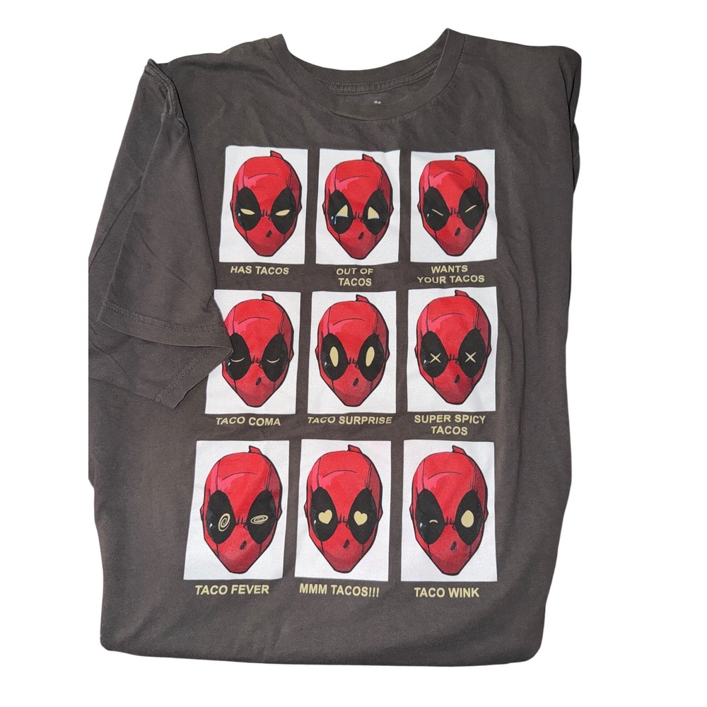 Marvel Deadpool Tacos‎ Graphic T Shirt Mens XXL Gray We Love Fine